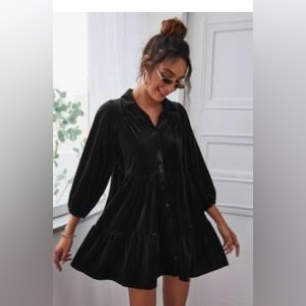 Flowy Black Velvet Dress